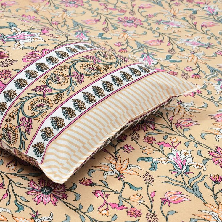 100% Cotton Block Print Bedsheet - Lily