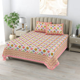 100% Cotton King size Print Bedsheet 90 x 108"- MUGHAL