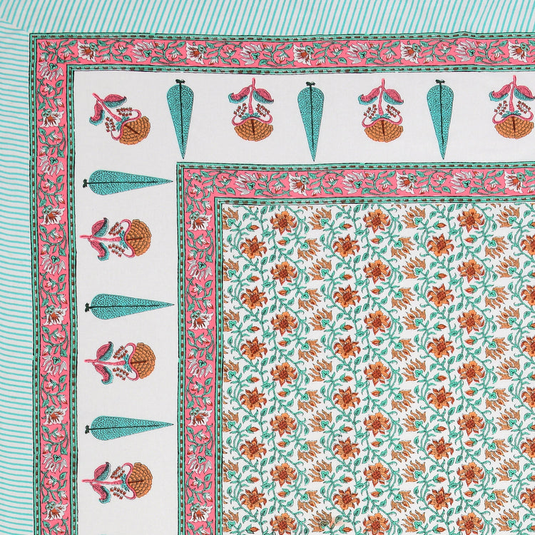 100% Cotton Block Print Bedsheet - Jaal