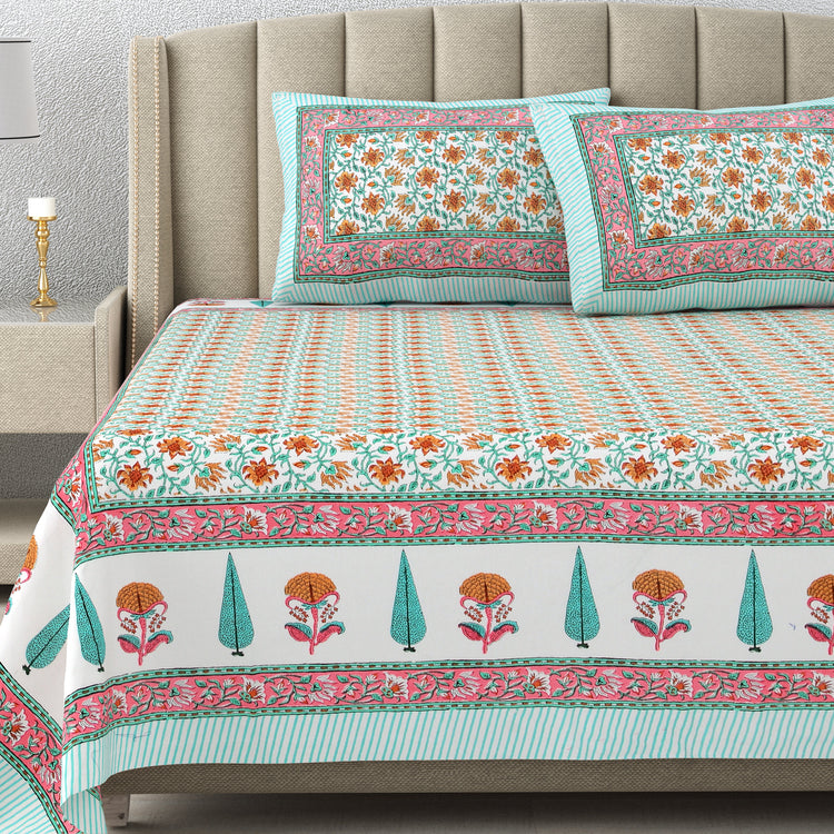 100% Cotton Block Print Bedsheet - Jaal