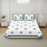 Cotton Hand Block Print Bedsheet Set - Palm Tree