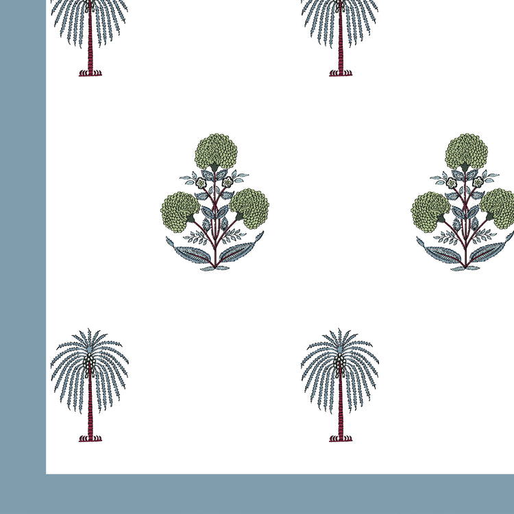 Cotton Hand Block Print Bedsheet Set - Palm Tree