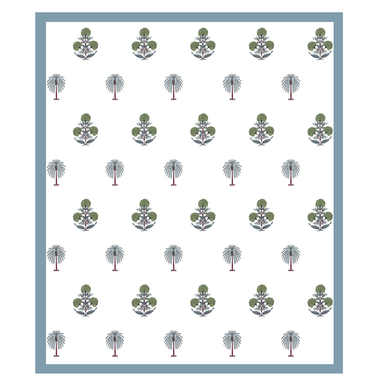 Cotton Hand Block Print Bedsheet Set - Palm Tree
