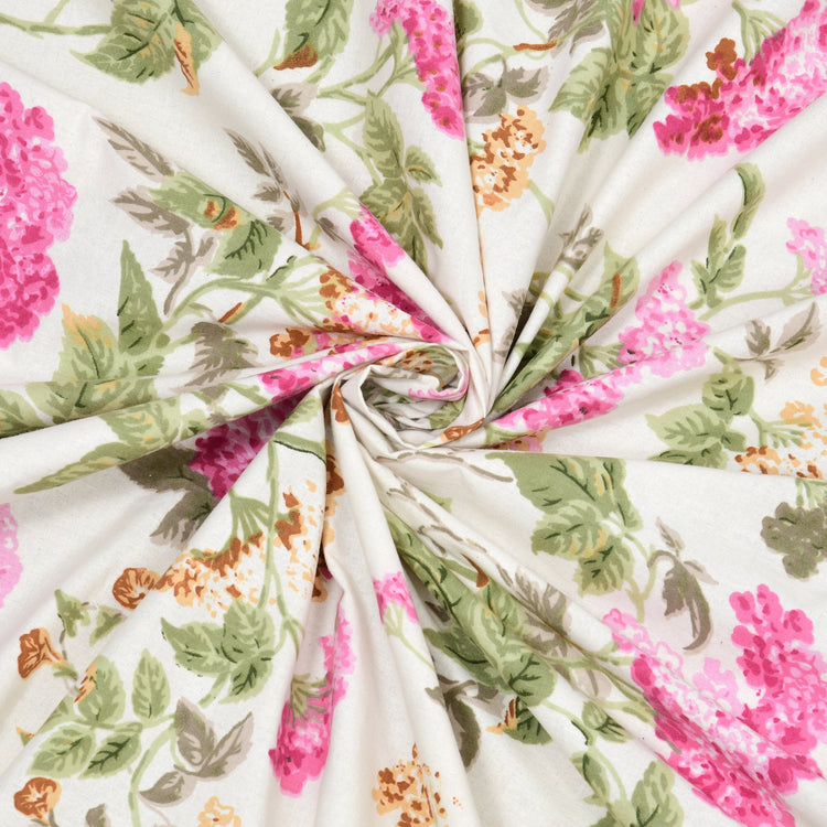 100% Cotton Block Print Bedsheet - Aura of green leaves