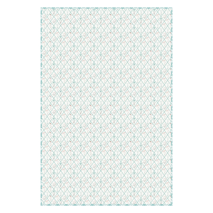 Cotton Mulmul Dohar For Single Bed Size - Garden Of Tulip - Green Dohar