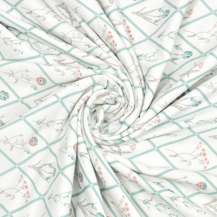 Cotton Mulmul Dohar For Single Bed Size - Garden Of Tulip - Green Dohar