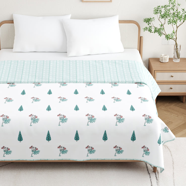 Cotton Mulmul Dohar For Double Bed Size Mughal Leaves