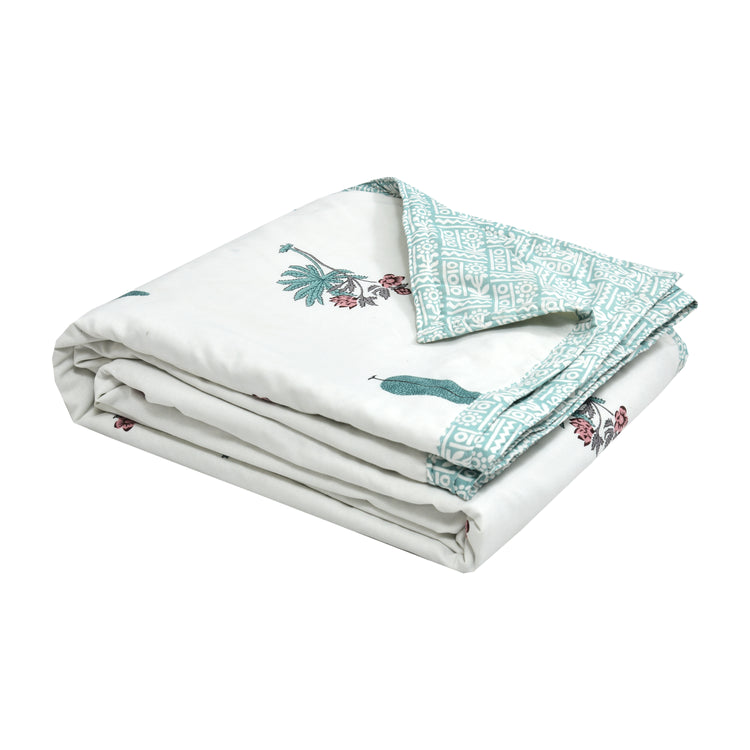 Cotton Mulmul Dohar For Double Bed Size Mughal Leaves