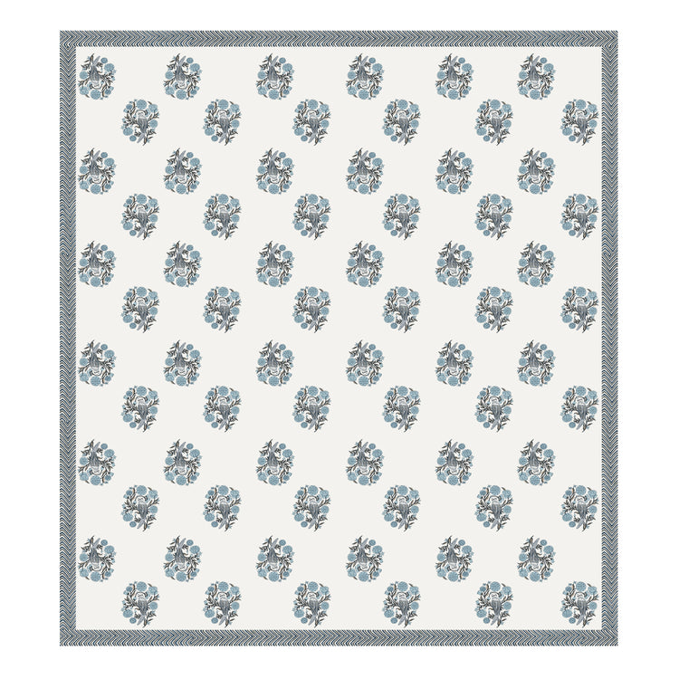 Cotton Hand Block Print Bedsheet Set - Wings-blue