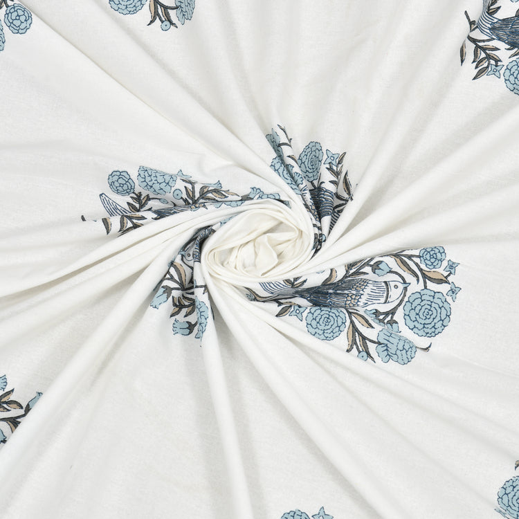 Cotton Hand Block Print Bedsheet Set - Wings-blue