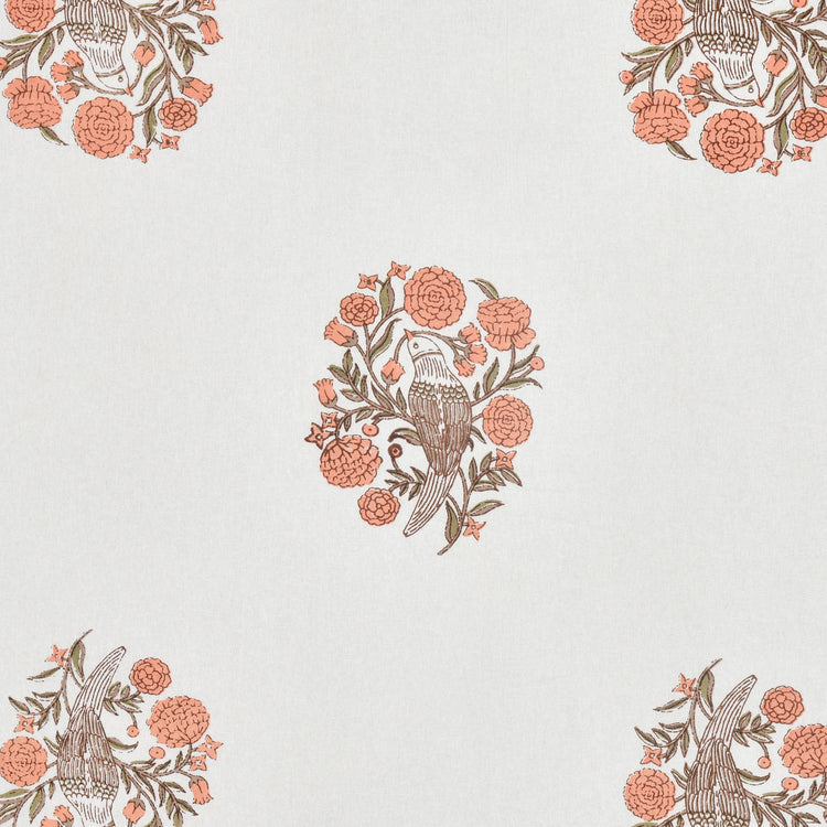 Cotton Hand Block Print Bedsheet Set - Wings-Orange