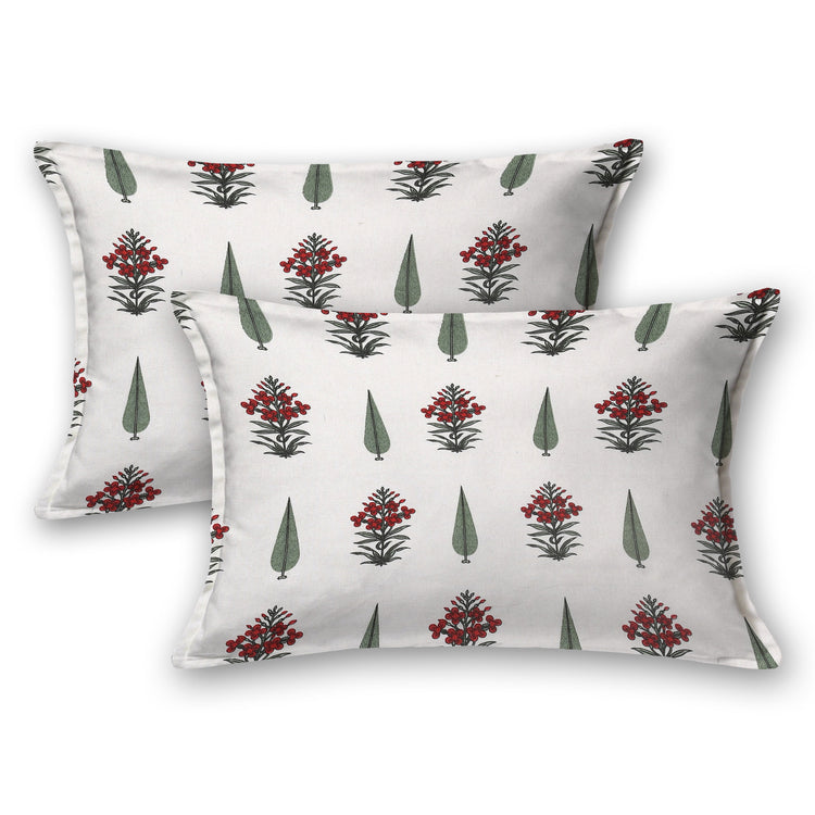 100% Cotton Block Print Bedsheet - Blooming Red Booti