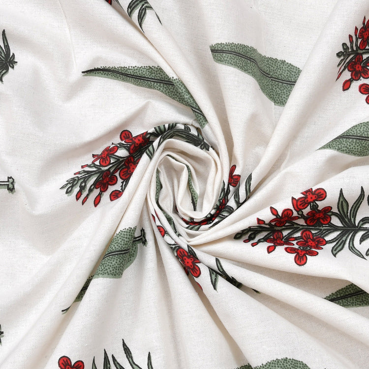 100% Cotton Block Print Bedsheet - Blooming Red Booti
