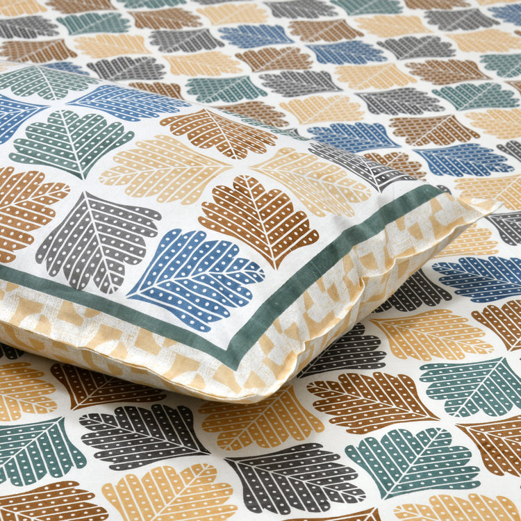 100% Premium Cotton Printed Bedsheet- Leafy