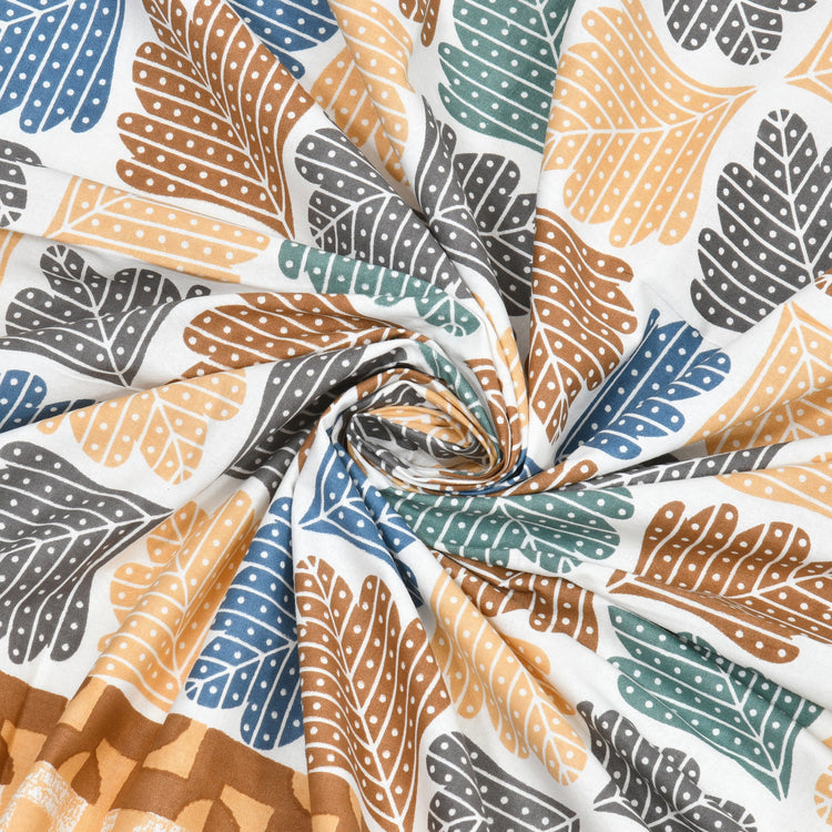 100% Premium Cotton Printed Bedsheet- Leafy