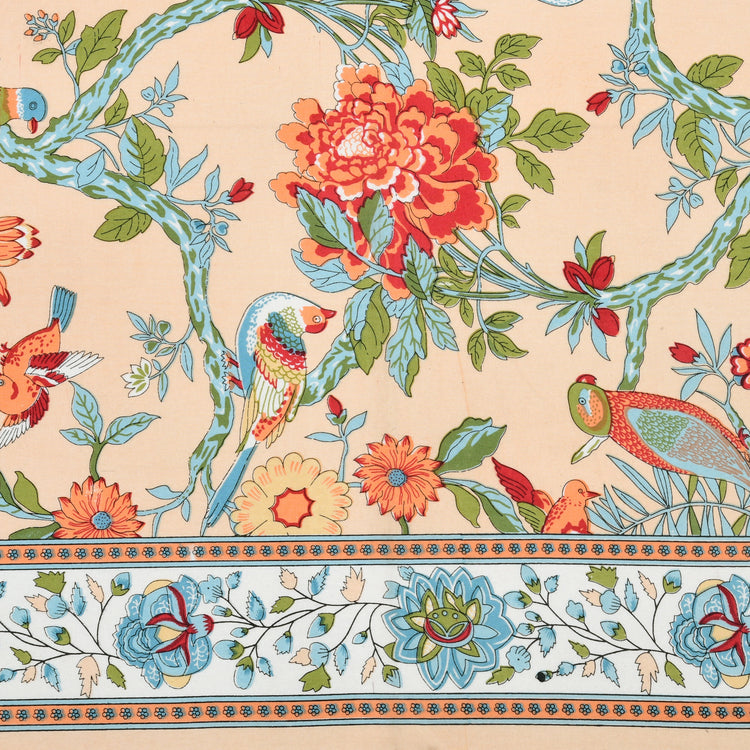 100% Cotton Block Print Bedsheet - BIrd