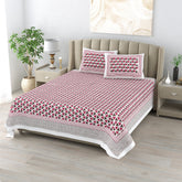 Super King Cotton Hand Block Printed Bedsheet - Imperial Pyramid Maroon