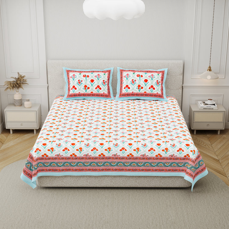 100% Premium Cotton Printed Bedsheet- Botanical