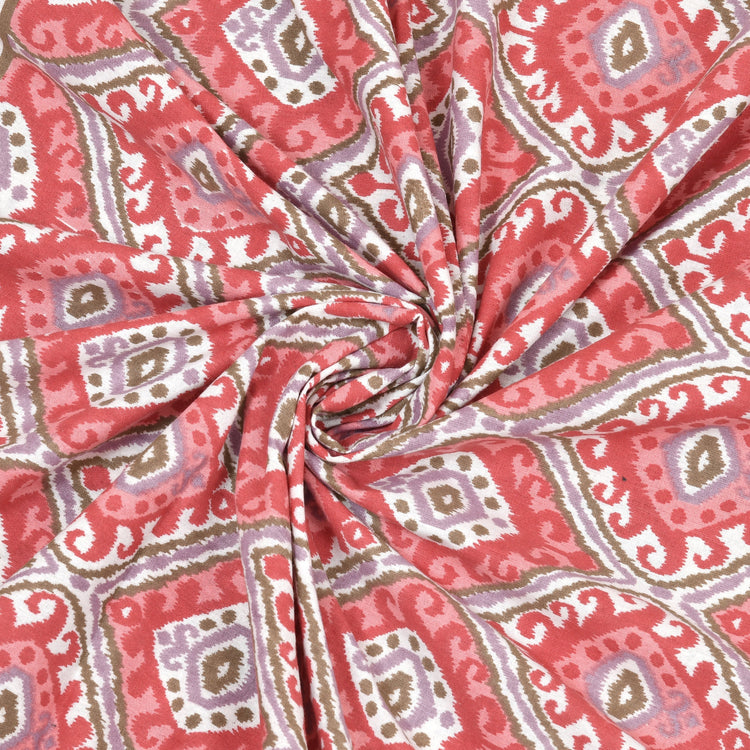 100% Cotton Ikat Designer Printed Bedsheet - Red