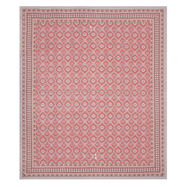 100% Cotton Ikat Designer Printed Bedsheet - Red