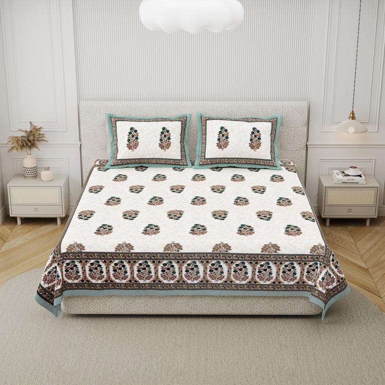 100% Cotton King size Print Bedsheet 90 x 108"- Elegance