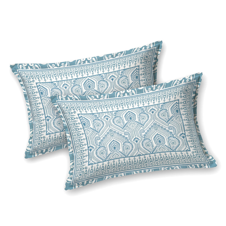 100% Cotton Block Print Bedsheet -Royal Blue