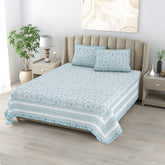 100% Cotton Block Print Bedsheet -Royal Blue
