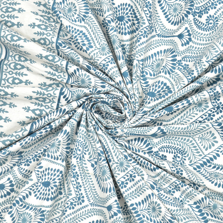 100% Cotton Block Print Bedsheet -Royal Blue
