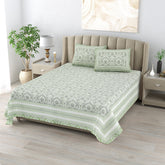 100% Cotton Block Print Bedsheet -Royal Green