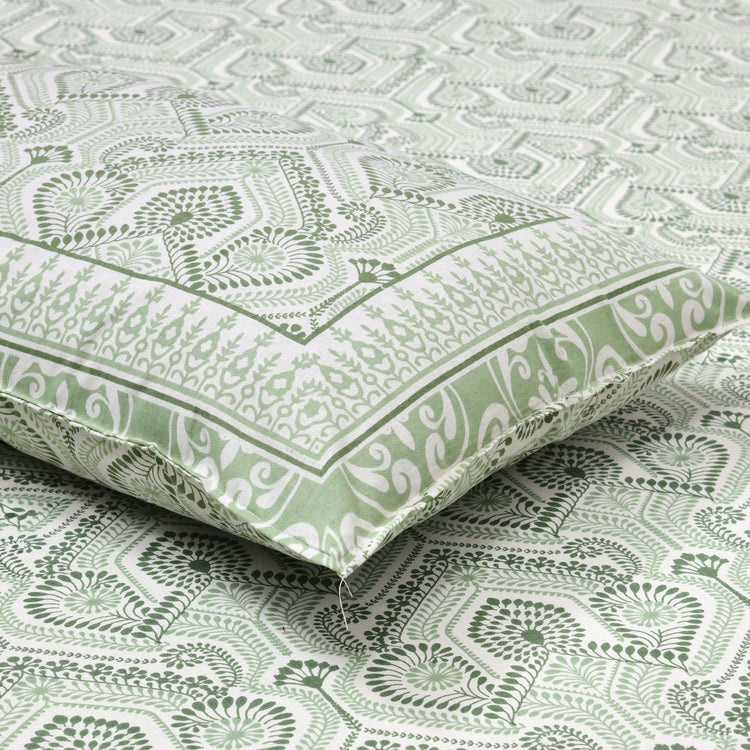 100% Cotton Block Print Bedsheet -Royal Green