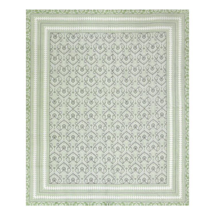 100% Cotton Block Print Bedsheet -Royal Green