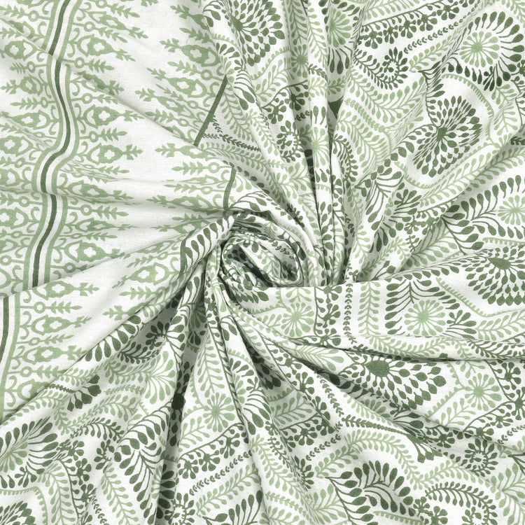 100% Cotton Block Print Bedsheet -Royal Green
