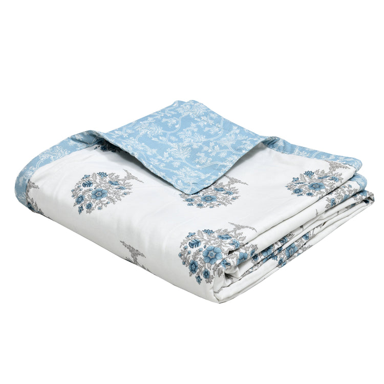 Hand block Print cotton Mulmul double size Dohar - Tree