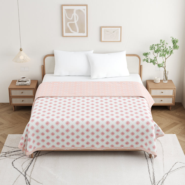 Cotton Mulmul Dohar for double bed size -Pastel
