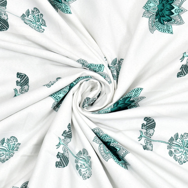 Hand block Print cotton Mulmul double size Dohar - Lotus