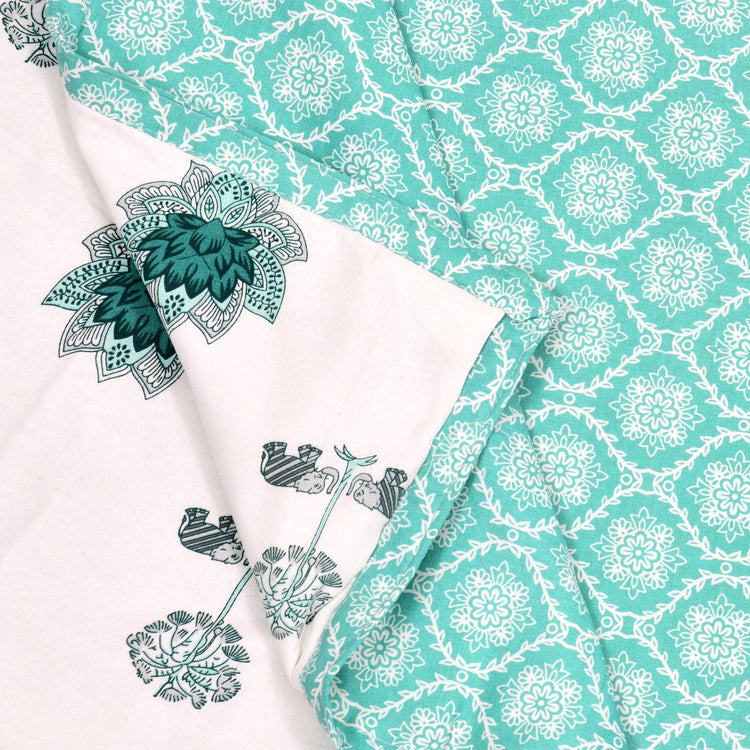 Hand block Print cotton Mulmul double size Dohar - Lotus
