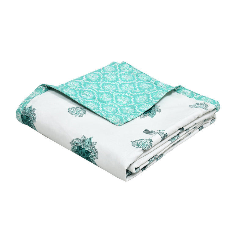 Hand block Print cotton Mulmul double size Dohar - Lotus