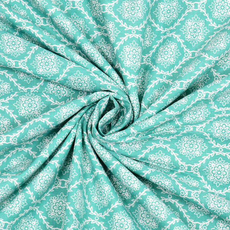Hand block Print cotton Mulmul double size Dohar - Lotus