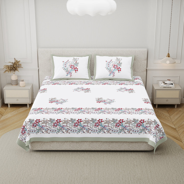Cotton Hand Block Print Bedsheet Set - Luxe Bloom