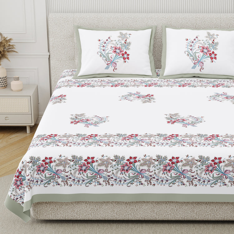 Cotton Hand Block Print Bedsheet Set - Luxe Bloom