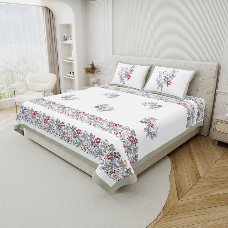 Cotton Hand Block Print Bedsheet Set - Luxe Bloom