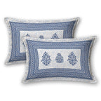 100% Cotton Handblock Print Bedsheet - Block Blue