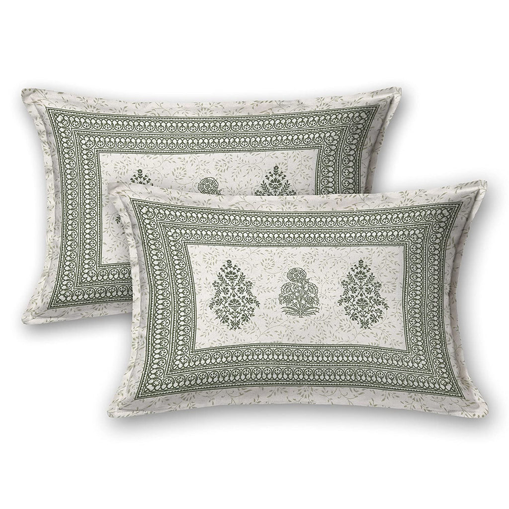 100% Cotton Handblock Print Bedsheet - Block Green