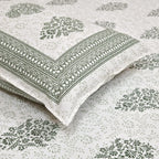 100% Cotton Handblock Print Bedsheet - Block Green