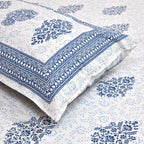 100% Cotton Handblock Print Bedsheet - Block Blue