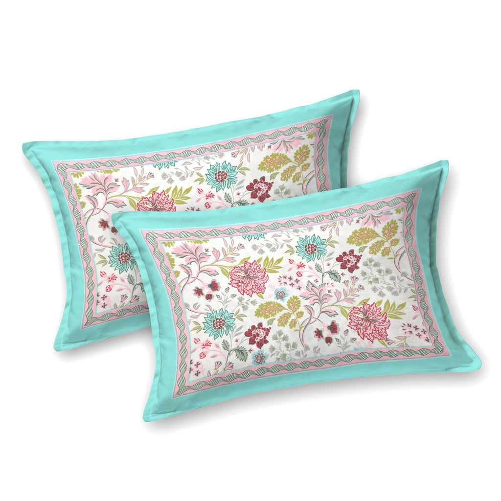 Cotton Print Bedsheet with 2 pillow covers - Gardenia