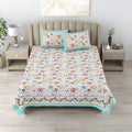 Cotton Print Bedsheet with 2 pillow covers - Gardenia