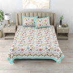 Cotton Print Bedsheet with 2 pillow covers - Gardenia
