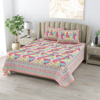 Cotton Print Bedsheet with 2 pillow covers - Autumn
