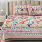 Cotton Print Bedsheet with 2 pillow covers - Autumn
